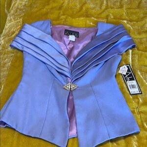 Alex Evenings Lavender Off-Shoulder Top